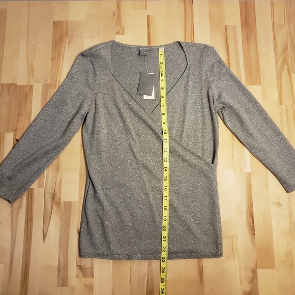 NWT Ann Taylor Shimmer Gray Wrap Sweater S - Picture 3 of 8